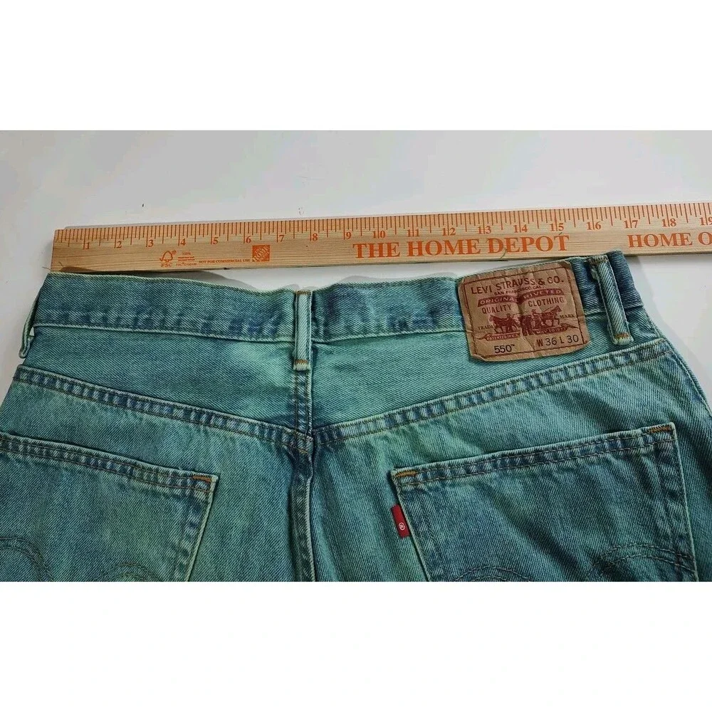 LEVI 550 Custom PUNK men denim Blue Jeans 36x30 Pants One Of Kind Hand Altered